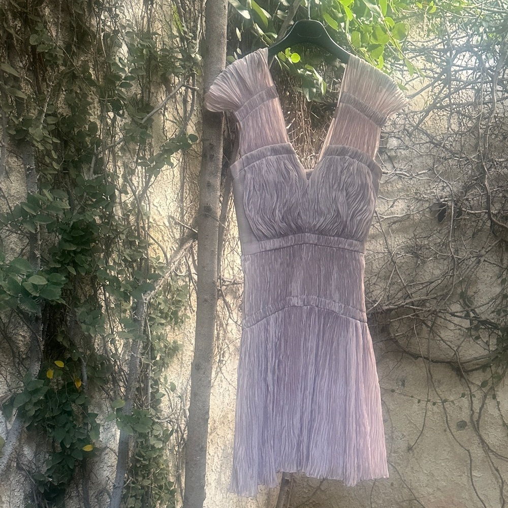 Alberta Ferretti Pleated Lilac Midi Dress